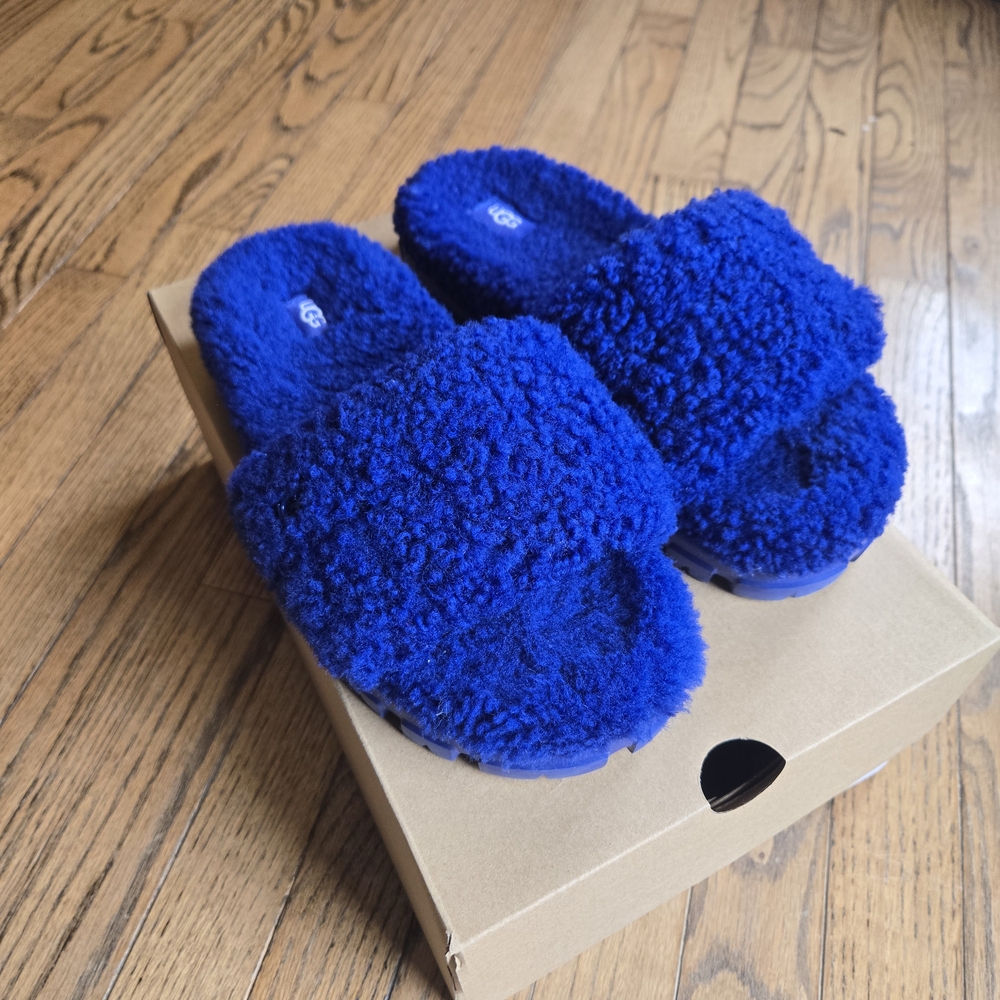 UGG Blue Fuzzy Slippers